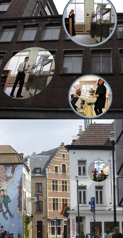 Implantation sur les façades, A travers les murs, quartier Saint-Jacques, Bruxelles, Belgique © Radiance 35, Zimmerfrei