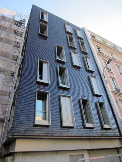 Façade Nord, gris foncé, logements sociaux, Paris, France - Fresh architectes