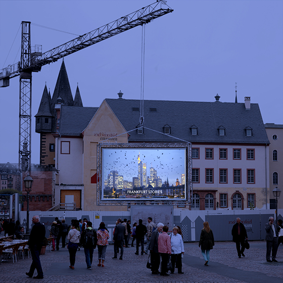Luminale-2014-Frankfurt Stories, building site of the Historical Museum, Projection Alexander P. Englert - Photo © Messe Frankfurt
