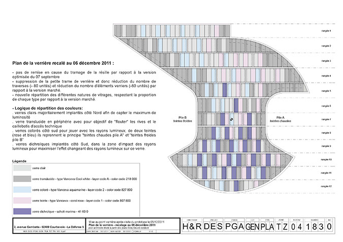 Plan de la verrière, hall accueil, Tour Eqho, Paris La Défense, France - Hubert & Roy architectes et associés © Concepto, Roger Narboni