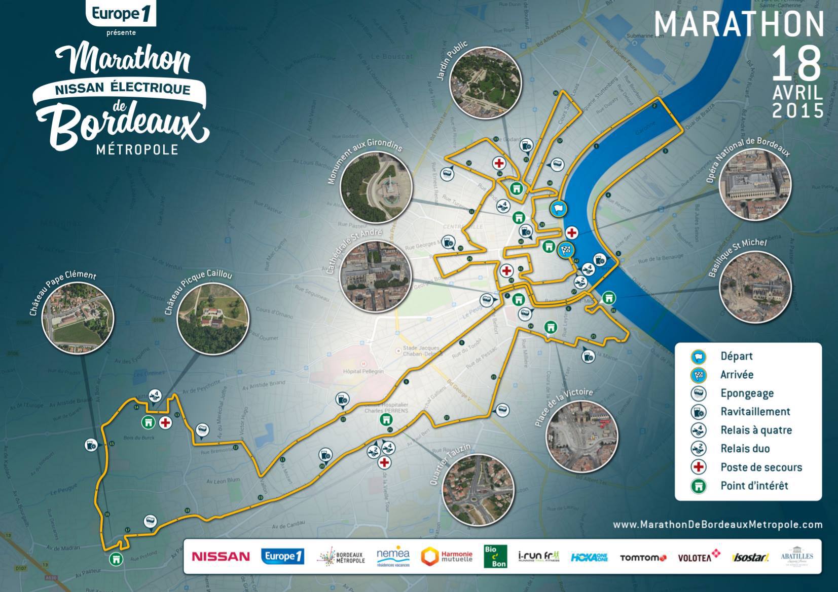 Carte du Marathon Nocturne de Bordeaux Métropole