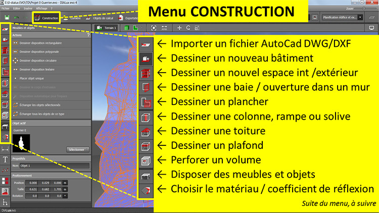 DIALux evo 4 - menu 2 construction - en francais - Vincent Laganier