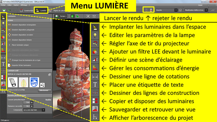 DIALux evo 4 - menu 3 Lumiere - en francais - Vincent Laganier